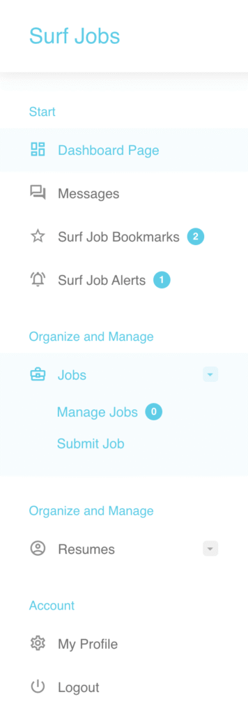Employer Dashboard Menu